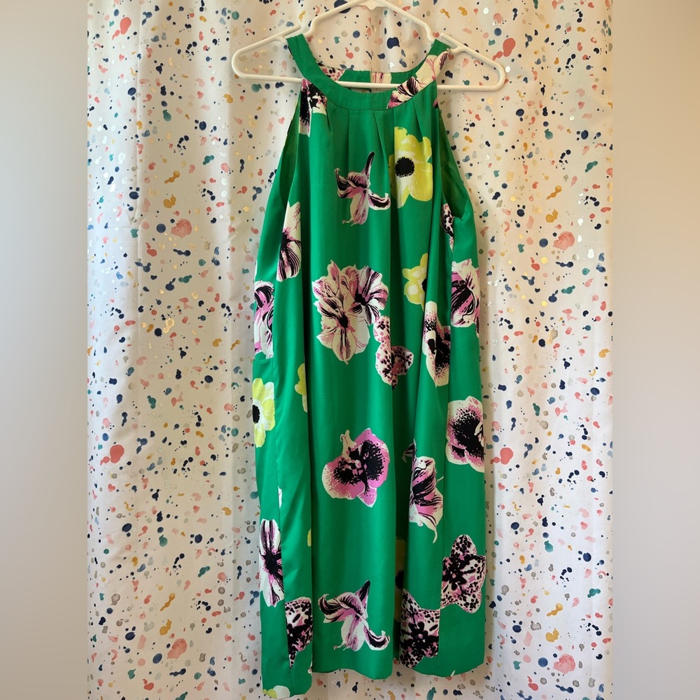 J. Crew Green Floral Summer Halter Dress